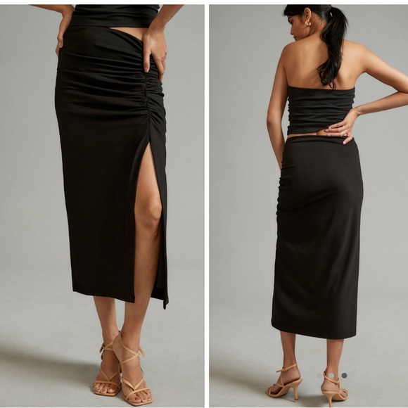 Anthropologie Dresses & Skirts - NWT Anthropologie Maya Ruched Side Slit Midi Skirt